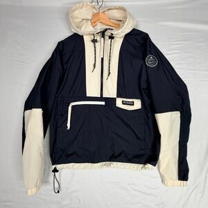 Columbia Anorak Windbreaker XS Navy Cream Pacific Northwest Ripstop Pullover